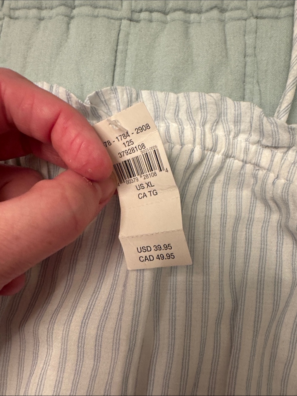 aerie Light Blue & White Striped Button-Front Crop top - Picture 2 of 5